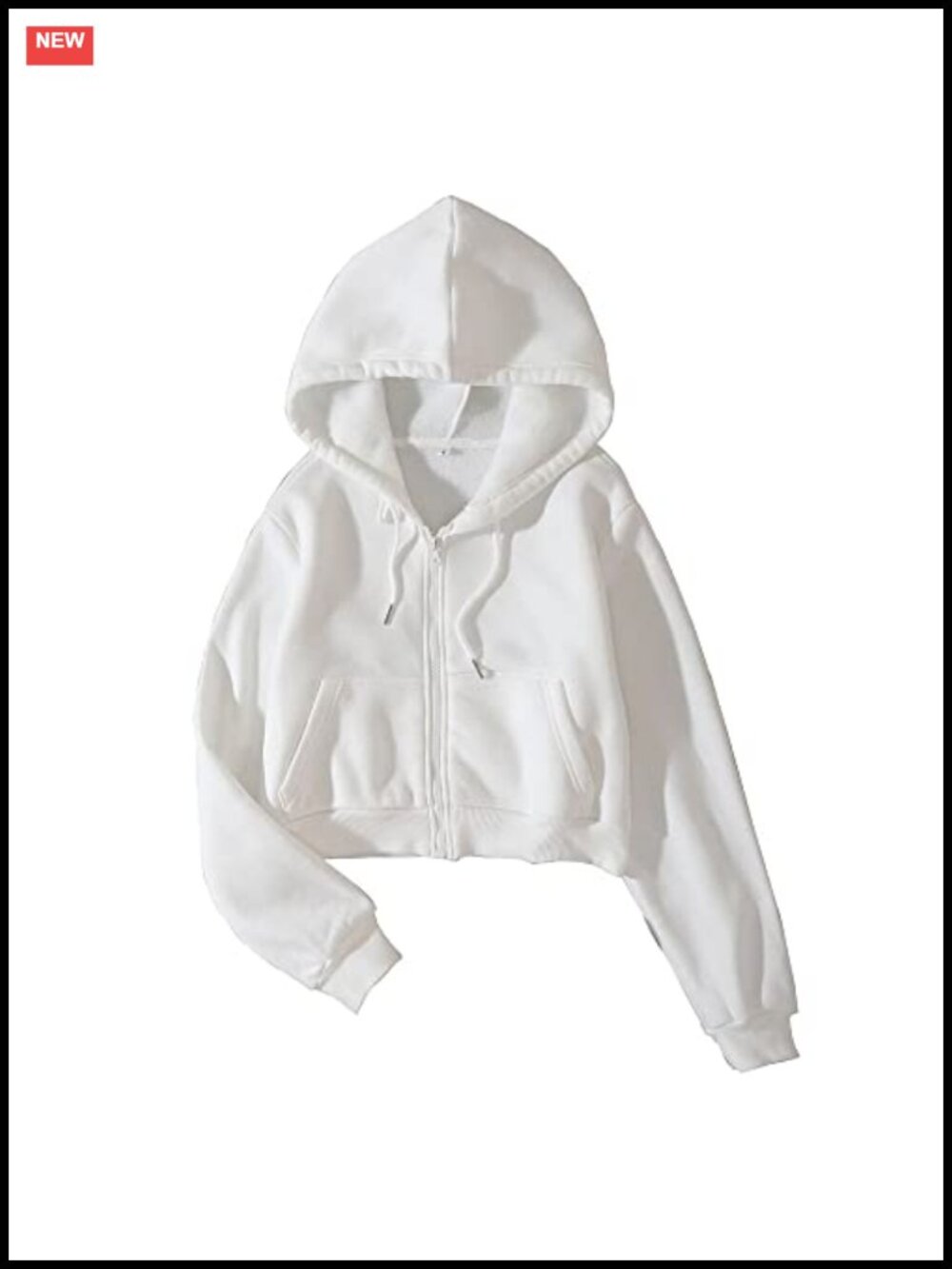 Fleece Full Zip Up Cropped Hoodie Sweatshirt Long Sleeve Drawstring Hooded Crop